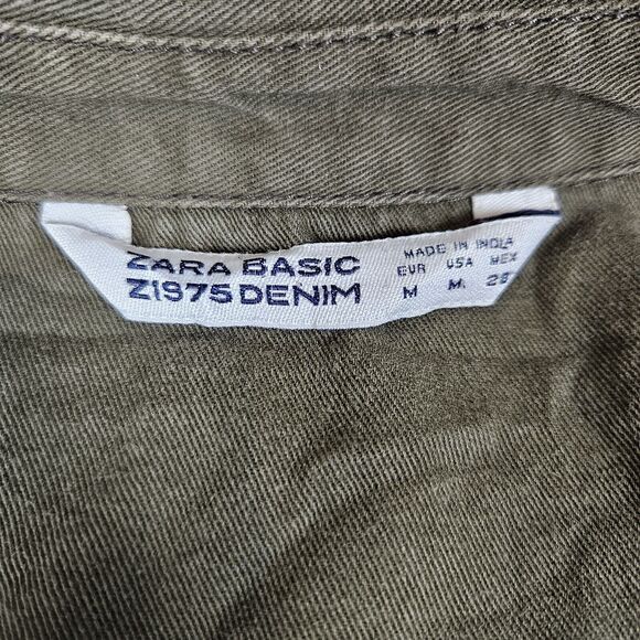 Zara Utility Embroidered Beaded Jacket Womens M Bird Flower Army Green Military - Picture 9 of 14